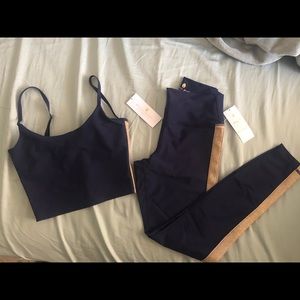 Spiritual Gangster navy and gold sports bra